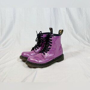 Dr Martens Youth Girls Purple/Pink Glitter Pascal 1460 Lace Up Combat Boots~sz 1